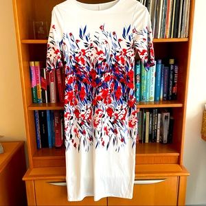 Floral never worn red white blue business casual dress shirt sleeves